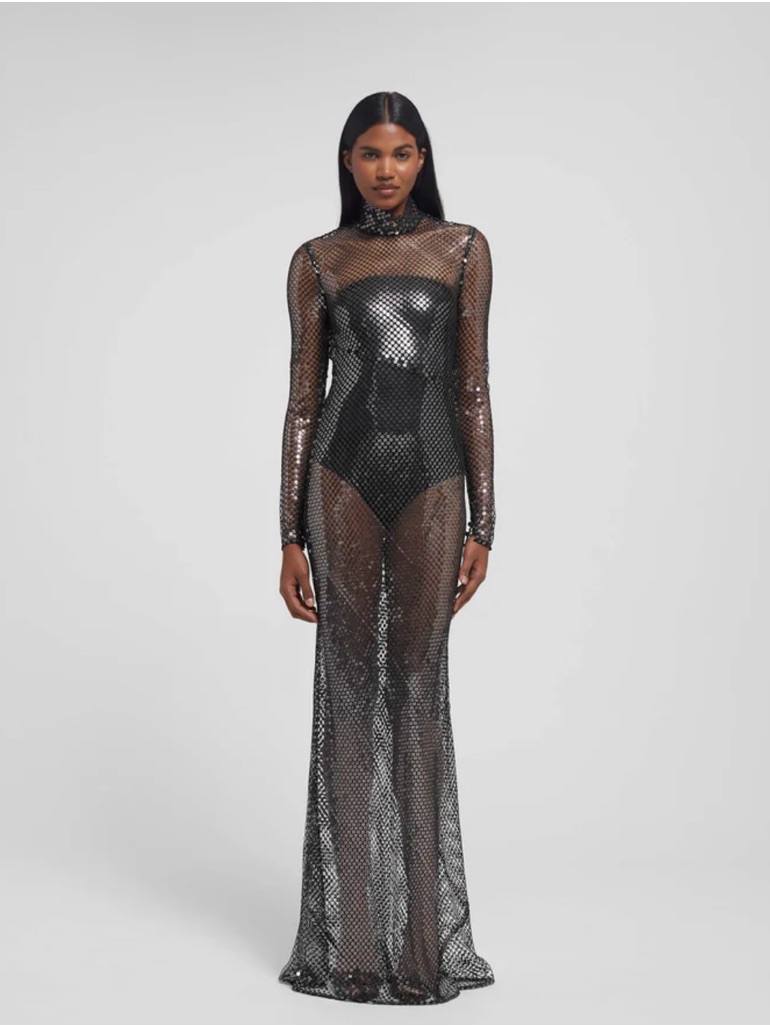 Rat & Boa Black Sheer Sequin Gown
